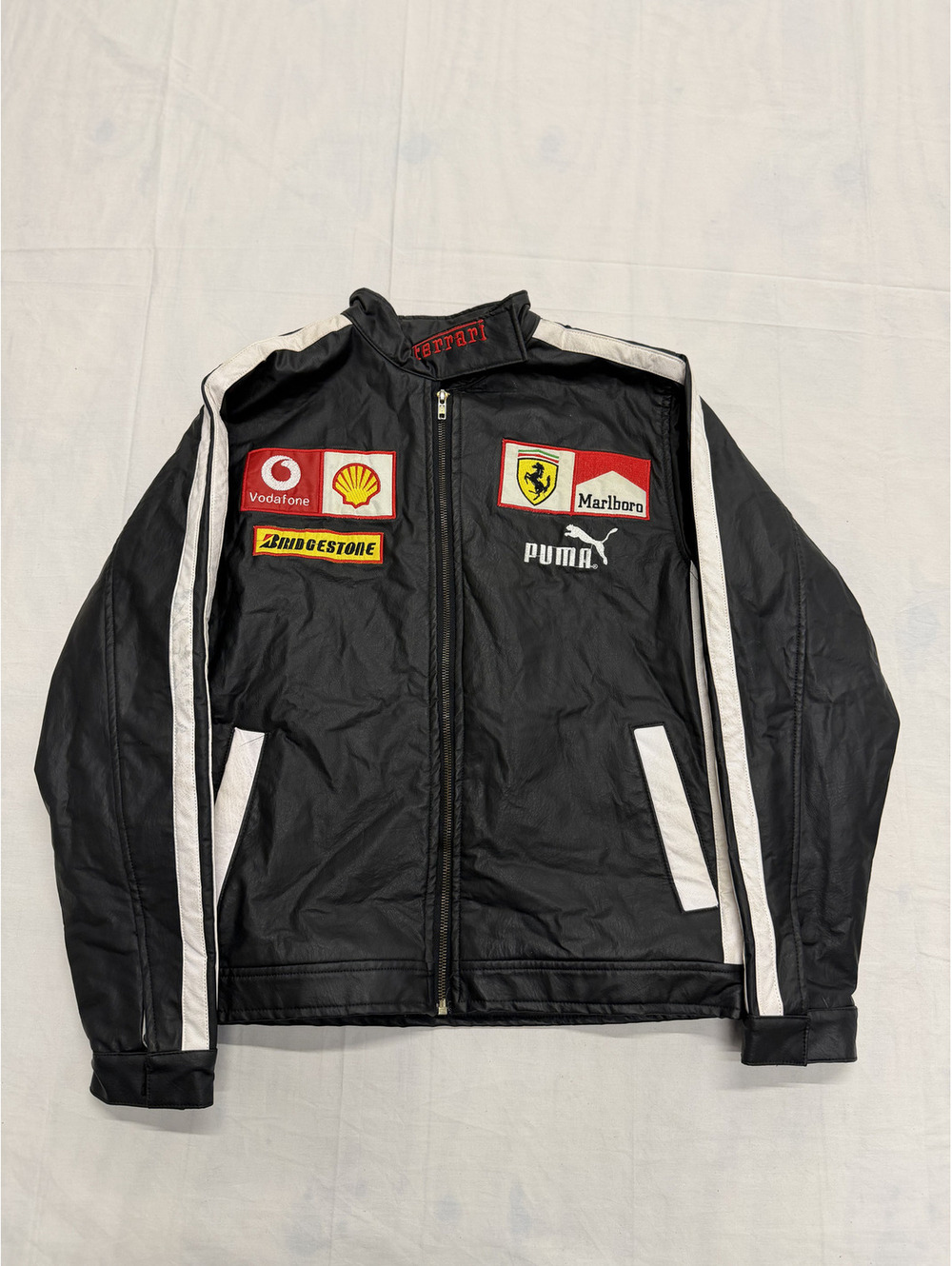 Ferrari Racing Style Black Jacket with Sponsor Patches